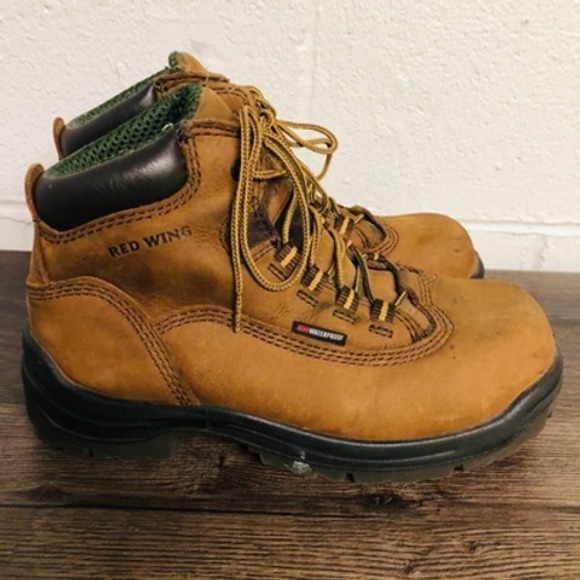 Red Wing Shoes - Red Wing Womens Work Boots Brown Leather Waterproof Ankle Lace Up 6.5 B